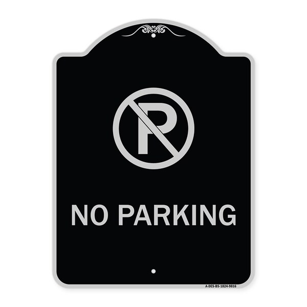 Signmission Designer Series-No Parking Small, Black & Silver Heavy-Gauge Aluminum, 24" x 18", BS-1824-9816 A-DES-BS-1824-9816 - main